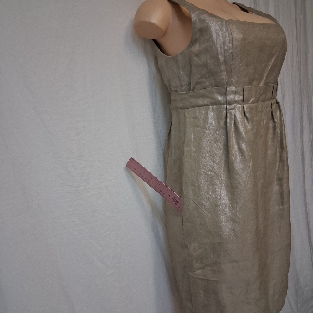 Kenneth Cole Reaction Shimmering Silver Metalic Obobe Knee  Midi Dress Sz 6 - Picture 10 of 16